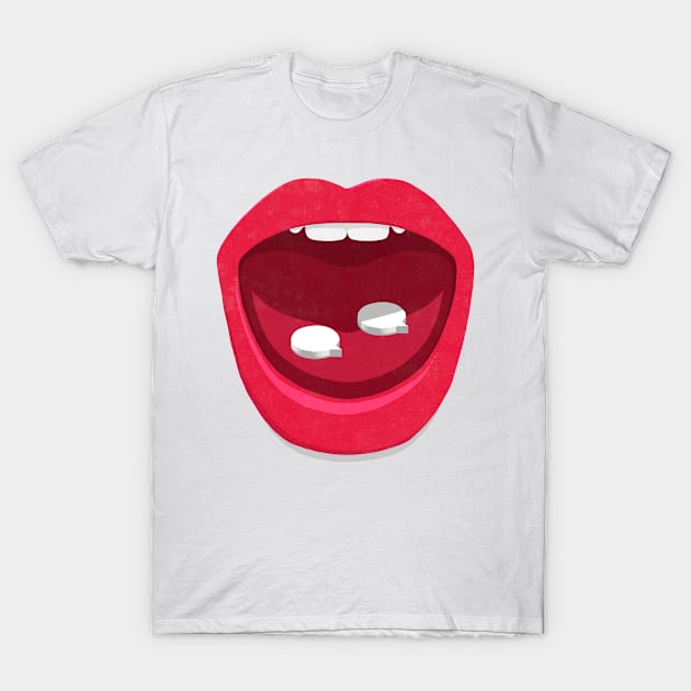 Mouth and speech bubble tablets T-Shirt by maivisto